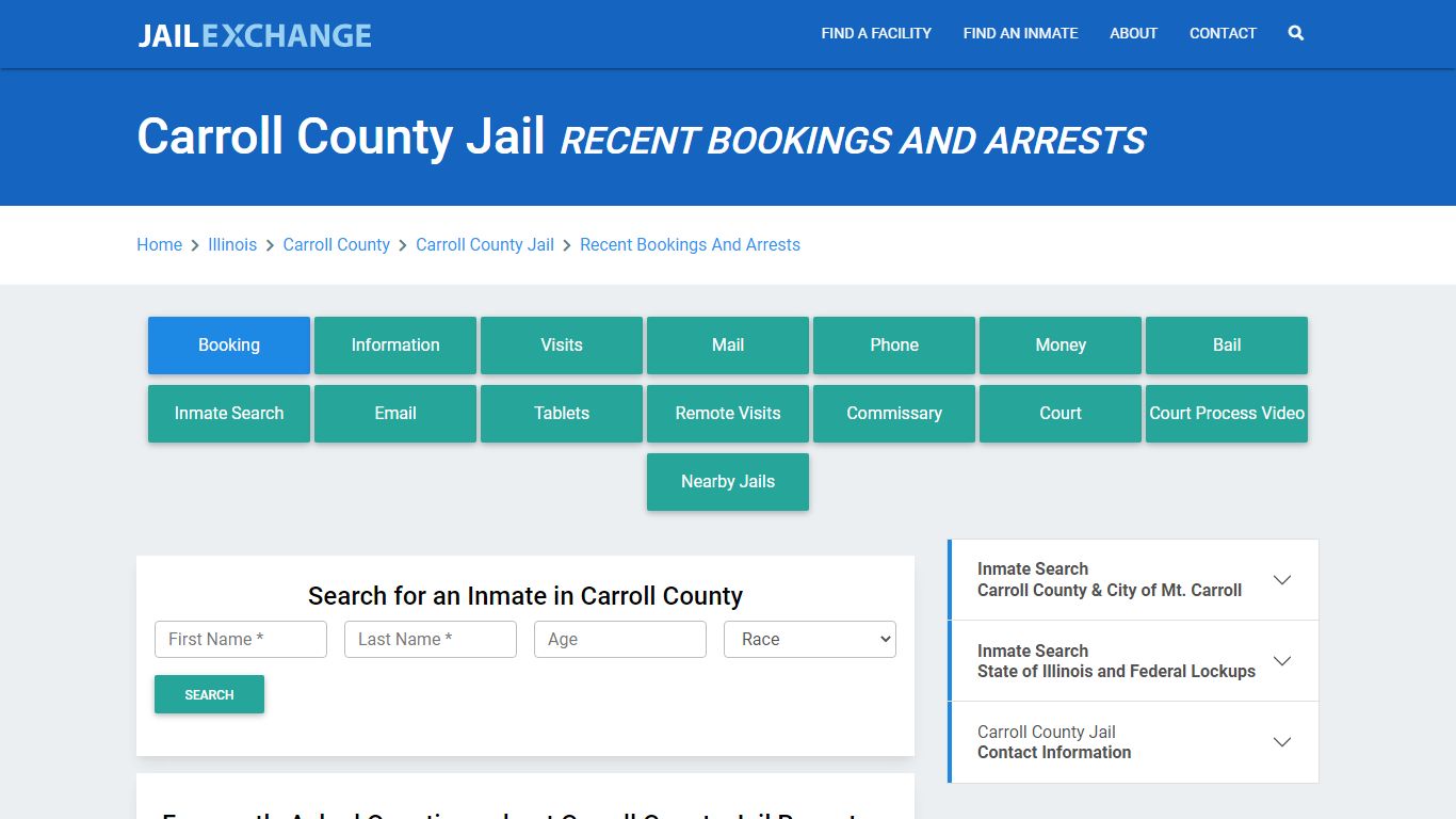 Carroll County Jail IL Recent Arrests and Bookings - Jail Exchange