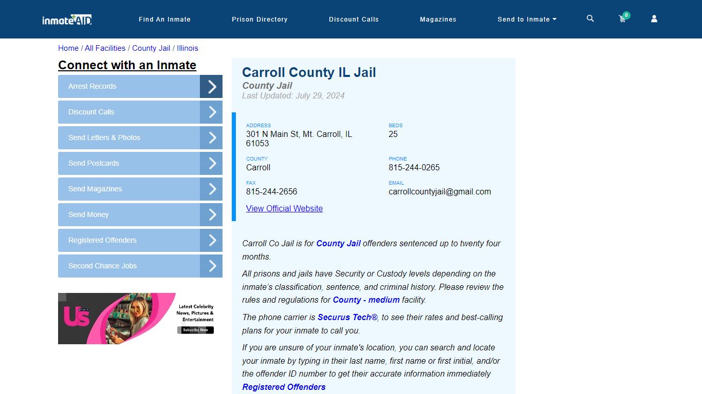 Carroll County IL Jail - Inmate Locator